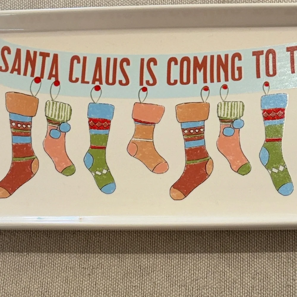 Creative Co-op Santa Stoneware Tray/NWOT